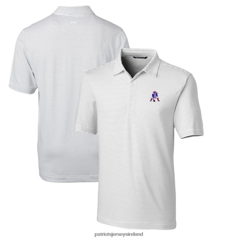 Patriots Jersey Men Cutter & Buck White Throwback Logo Big & Tall Forge Pencil Stripe Stretch Polo 8226D1595 Clothing