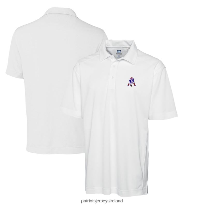 Patriots Jersey Men Cutter & Buck White Throwback Logo DryTec Genre Textured Solid Polo 8226D1537 Clothing
