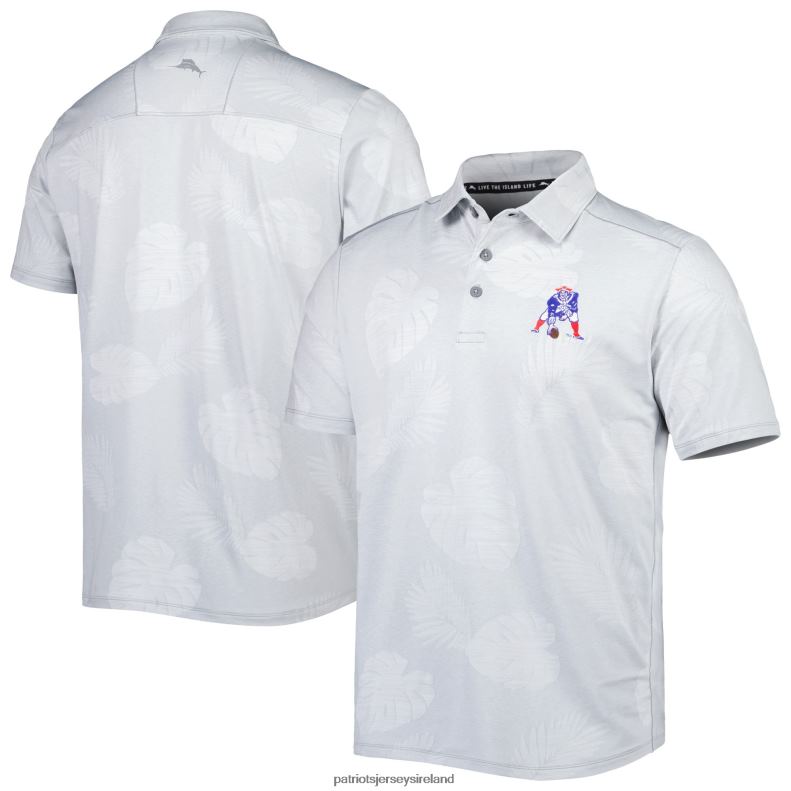 Patriots Jersey Men Tommy Bahama Gray Throwback Delray Frond IslandZone Polo 8226D1354 Clothing