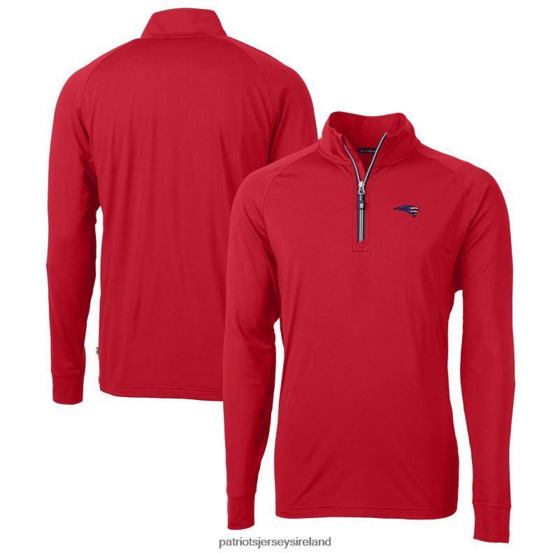 Patriots Jersey Men Cutter & Buck Red Big & Tall Adapt Eco Knit Stretch Recycled Quarter-Zip Pullover Top 8226D2148 Clothing