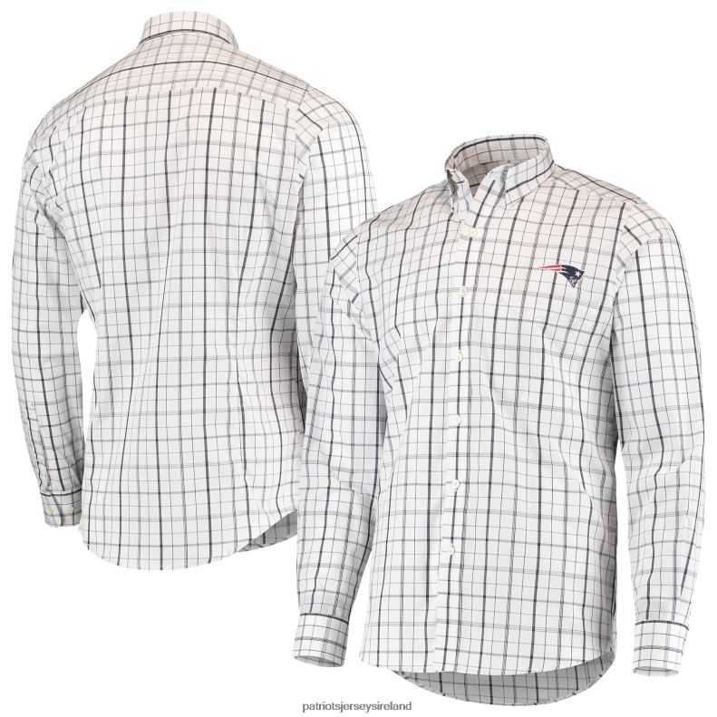 Patriots Jersey Men Antigua White/Navy Keen Long Sleeve Button-Down Shirt 8226D1677 Clothing