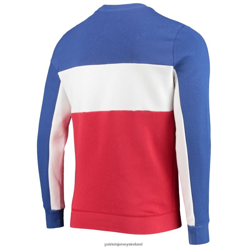Patriots Jersey Men Junk Food Royal/Red Color Block Pullover Sweatshirt 8226D1662 Clothing