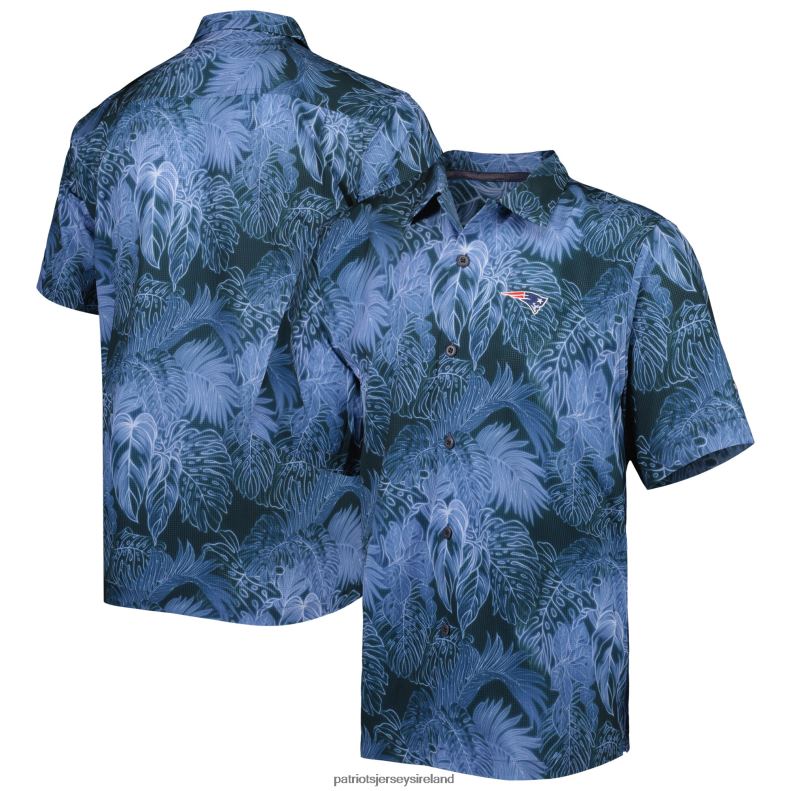 Patriots Jersey Men Tommy Bahama Navy Coast Luminescent Fronds Camp IslandZone Button-Up Shirt 8226D1646 Clothing