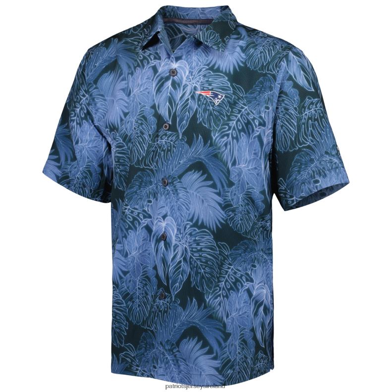 Patriots Jersey Men Tommy Bahama Navy Coast Luminescent Fronds Camp IslandZone Button-Up Shirt 8226D1646 Clothing