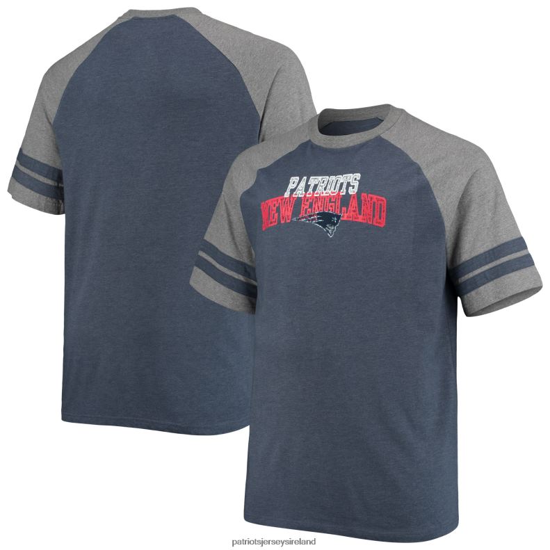 Patriots Jersey Men Fanatics Branded Navy/Heathered Gray Big & Tall Two-Stripe Tri-Blend Raglan T-Shirt 8226D2012 Clothing