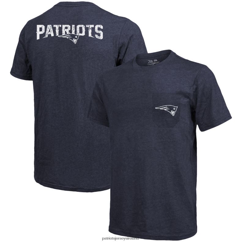 Patriots Jersey Men Majestic Threads Tri-Blend Pocket T-Shirt - Heathered Navy 8226D1937 Clothing