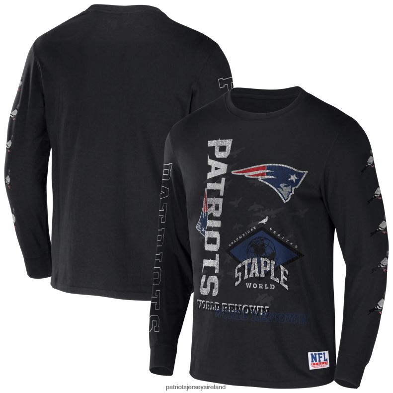 Patriots Jersey Men NFL x Staple Black World Renowned Long Sleeve T-Shirt 8226D1928 Clothing