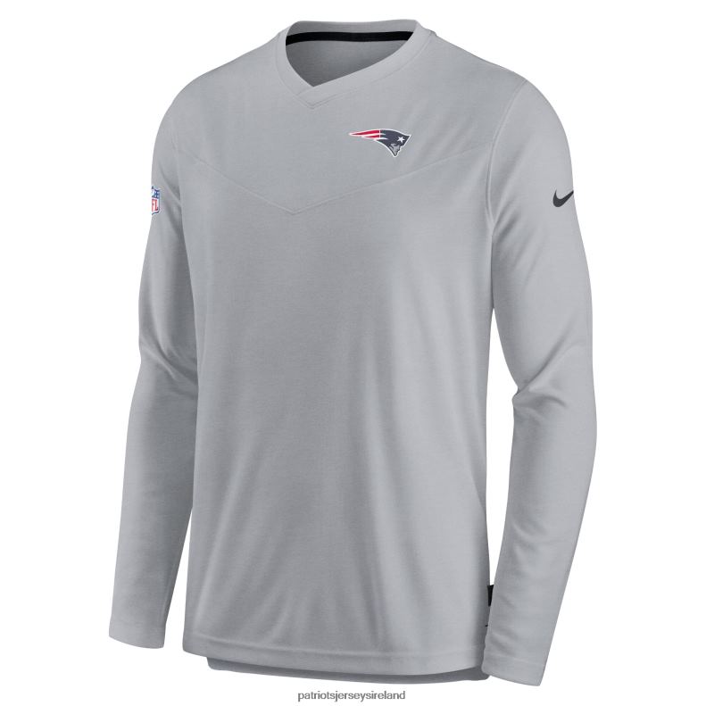 Patriots Jersey Men Nike Gray Sideline Coach Chevron Lock Up Long Sleeve V-Neck Performance T-Shirt 8226D1930 Clothing