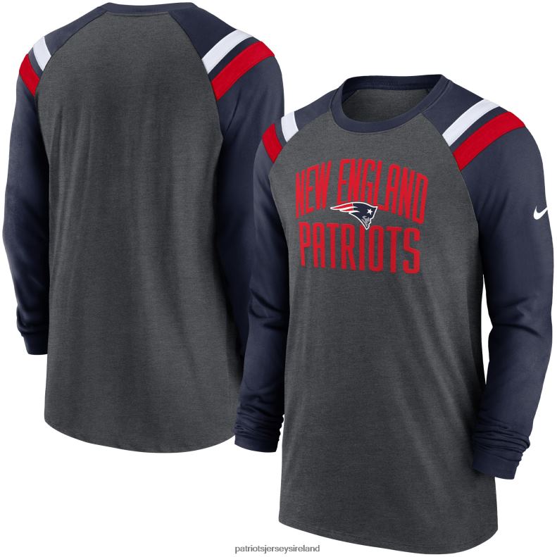 Patriots Jersey Men Nike Heathered Charcoal/Navy Tri-Blend Raglan Athletic Long Sleeve Fashion T-Shirt 8226D1903 Clothing