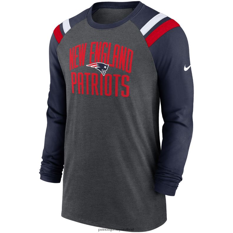 Patriots Jersey Men Nike Heathered Charcoal/Navy Tri-Blend Raglan Athletic Long Sleeve Fashion T-Shirt 8226D1903 Clothing