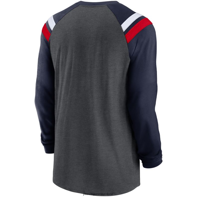 Patriots Jersey Men Nike Heathered Charcoal/Navy Tri-Blend Raglan Athletic Long Sleeve Fashion T-Shirt 8226D1903 Clothing
