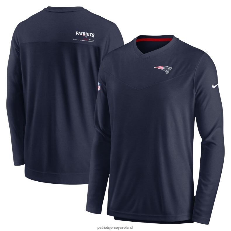 Patriots Jersey Men Nike Navy Sideline Coach Chevron Lock Up Long Sleeve V-Neck Performance T-Shirt 8226D1911 Clothing