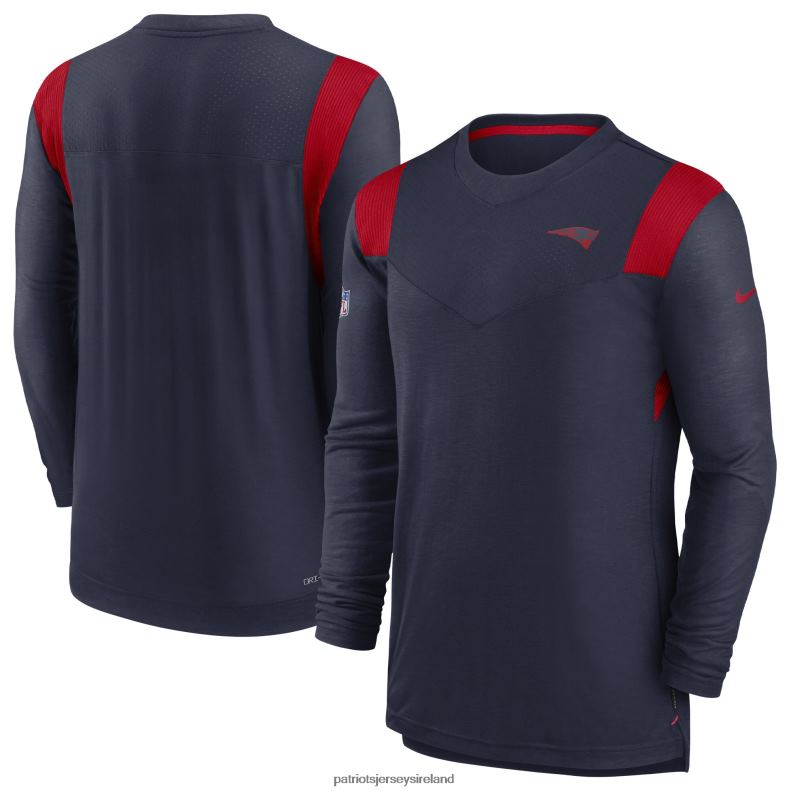 Patriots Jersey Men Nike Navy Sideline Tonal Logo Performance Player Long Sleeve T-Shirt 8226D2009 Clothing