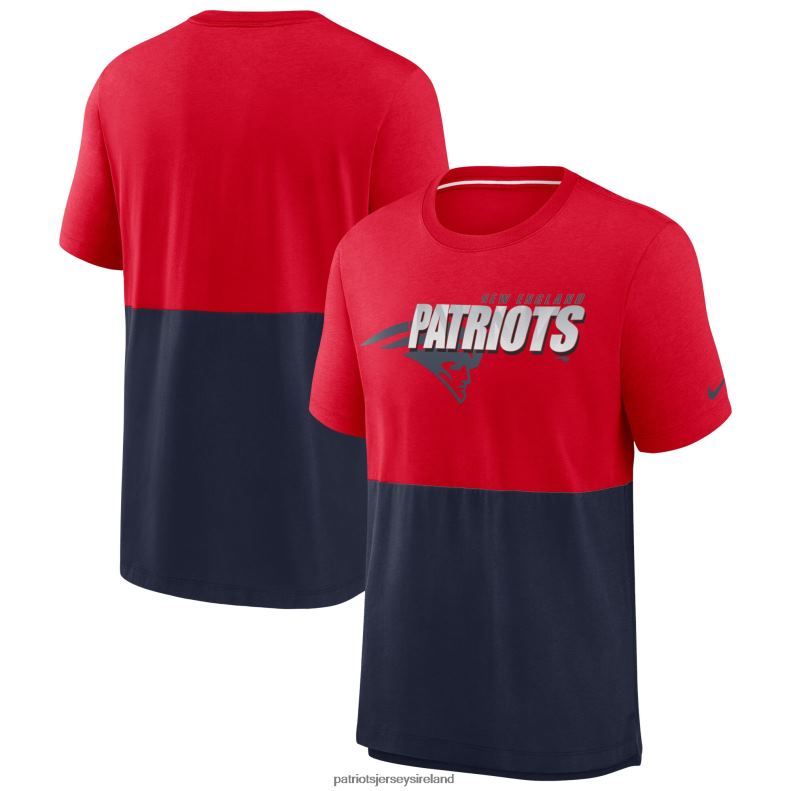 Patriots Jersey Men Nike Red/Navy Fan Gear Colorblock Tri-Blend T-Shirt 8226D2070 Clothing