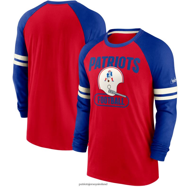 Patriots Jersey Men Nike Red/Royal Throwback Raglan Long Sleeve T-Shirt 8226D1852 Clothing