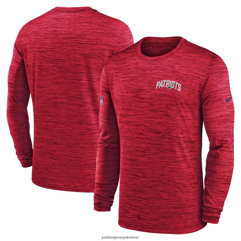 Patriots Jersey Men Nike Red Sideline Velocity Athletic Stack Performance Long Sleeve T-Shirt 8226D1941 Clothing