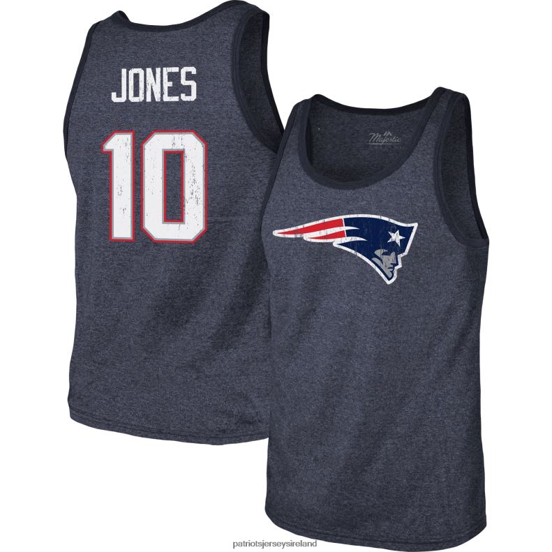 Patriots Jersey Men Majestic Threads Mac Jones Heathered Navy Player Name & Number Tri-Blend Tank Top 8226D2011 Clothing