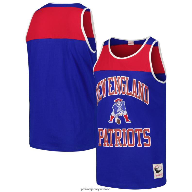 Patriots Jersey Men Mitchell & Ness Royal/Red Heritage Colorblock Tank Top 8226D1777 Clothing