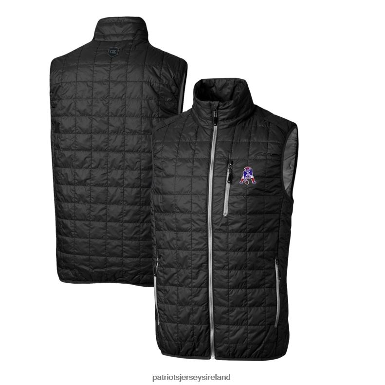 Patriots Jersey Men Cutter & Buck Black Throwback Logo Big & Tall Rainier PrimaLoft Eco Insulated Full-Zip Puffer Vest 8226D2119 Clothing