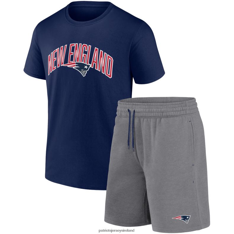 Patriots Jersey Men Fanatics Branded Navy/Heather Gray Arch T-Shirt & Shorts Combo Set 8226D1689 Clothing