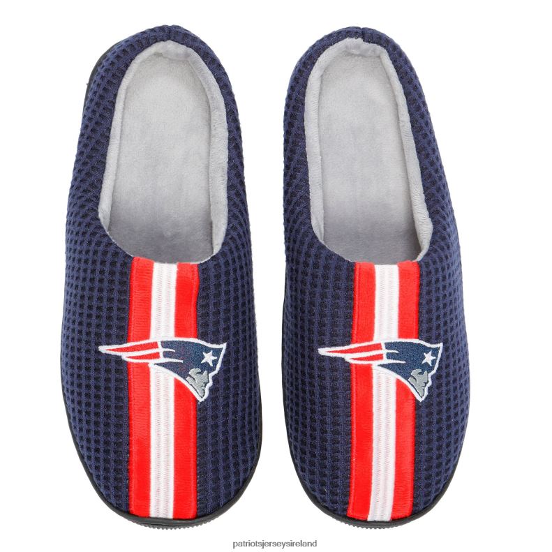 Patriots Jersey Men FOCO Navy Team Stripe Memory Foam Slide Slippers 8226D99 Footwear