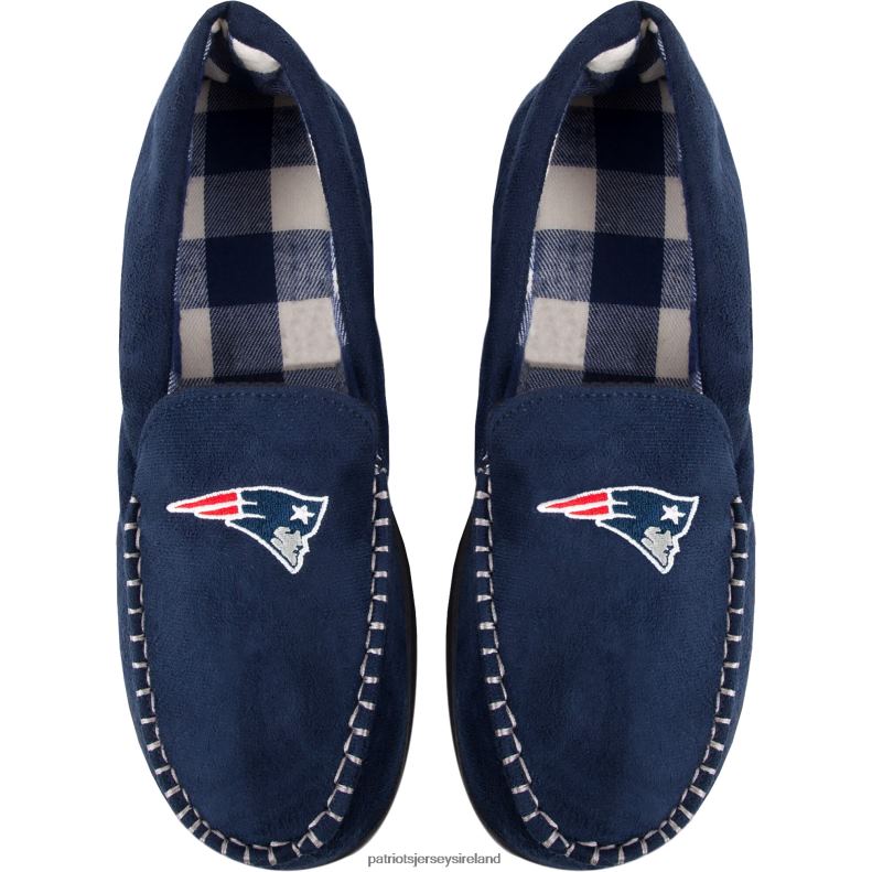 Patriots Jersey Men FOCO Team Logo Flannel Moccasin Slippers 8226D107 Footwear