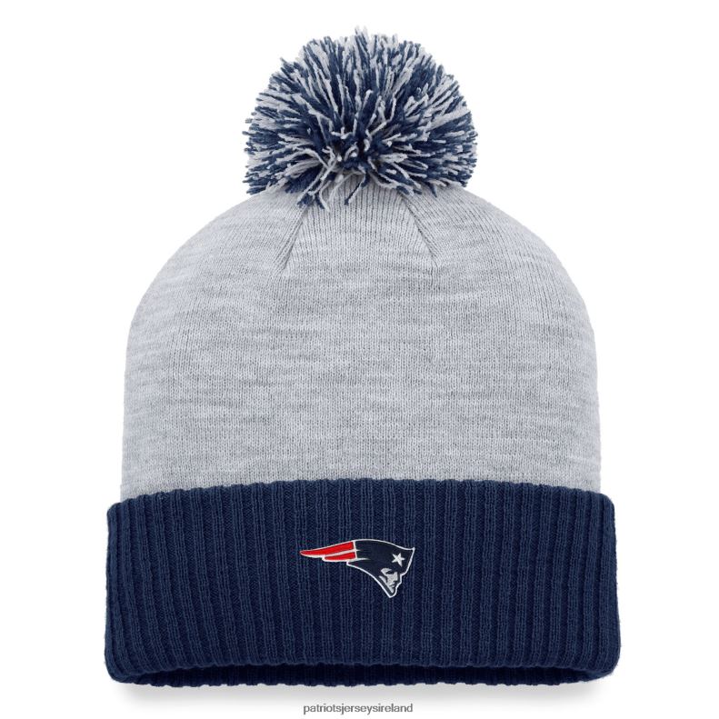 Patriots Jersey Women Fanatics Branded Heather Gray Ash Cuffed Knit Hat with Pom 8226D2292 Accessories