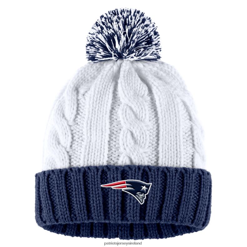 Patriots Jersey Women WEAR by Erin Andrews Navy/White Cable Stripe Cuffed Knit Hat with Pom and Scarf Set 8226D2285 Accessories