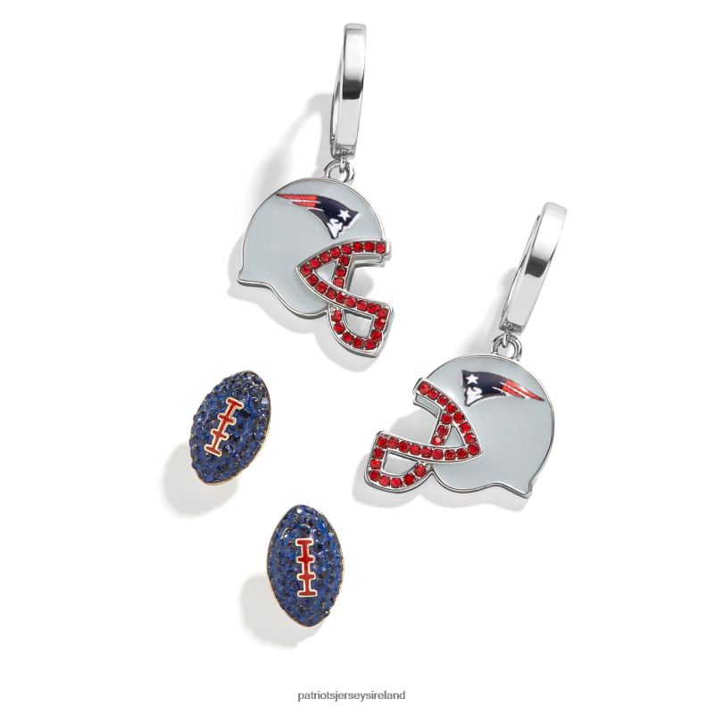 Patriots Jersey Women BaubleBar Silver Team Earrings Set 8226D2190 Accessories