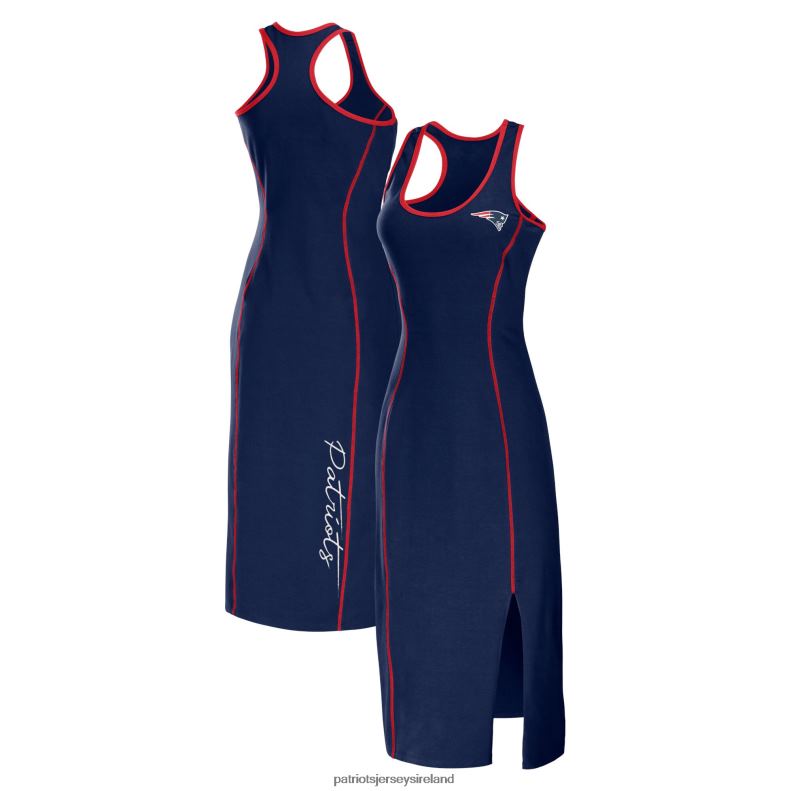 Patriots Jersey Women WEAR by Erin Andrews Navy Racerback Tank Midi Dress 8226D2221 Clothing