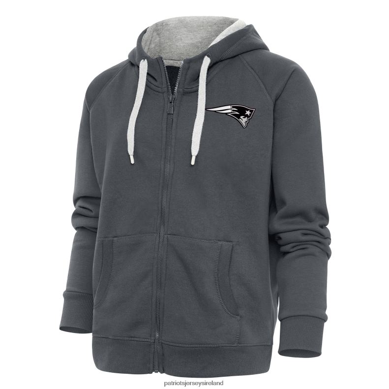 Patriots Jersey Women Antigua Charcoal Metallic Logo Victory Full-Zip Hoodie 8226D2453 Clothing
