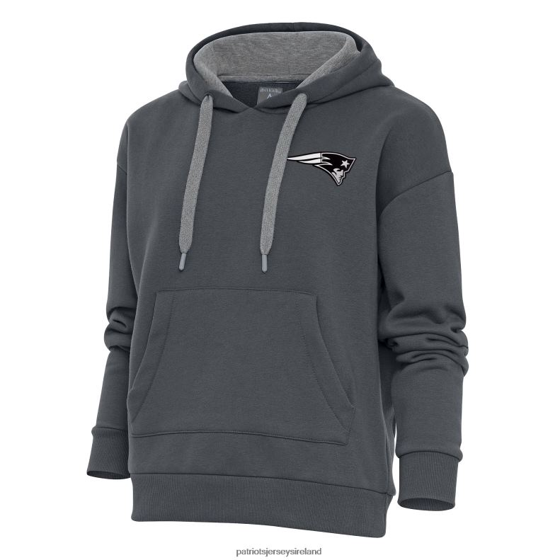 Patriots Jersey Women Antigua Charcoal Metallic Logo Victory Pullover Hoodie 8226D2461 Clothing