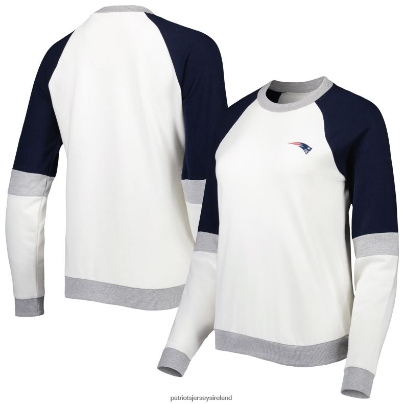 Patriots Jersey Women Antigua Cream/Navy Avenue Raglan Pullover Sweatshirt 8226D2397 Clothing