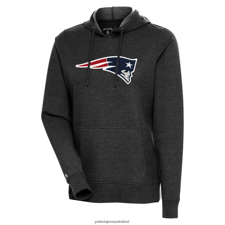 Patriots Jersey Women Antigua Heathered Black Action Chenille Pullover Hoodie 8226D2375 Clothing