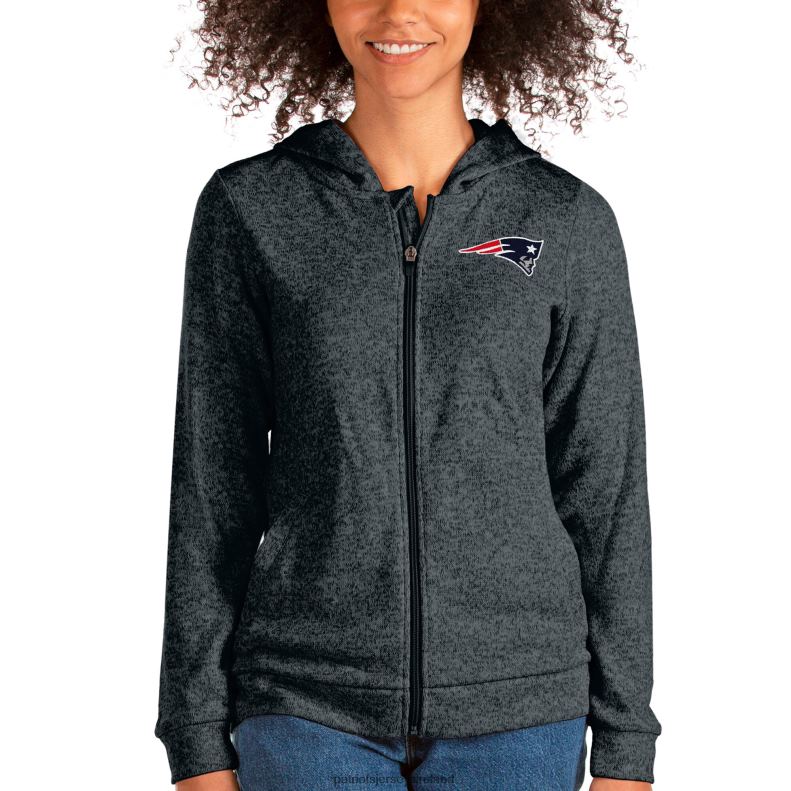 Patriots Jersey Women Antigua Heathered Charcoal Absolute Full-Zip Hoodie 8226D2414 Clothing