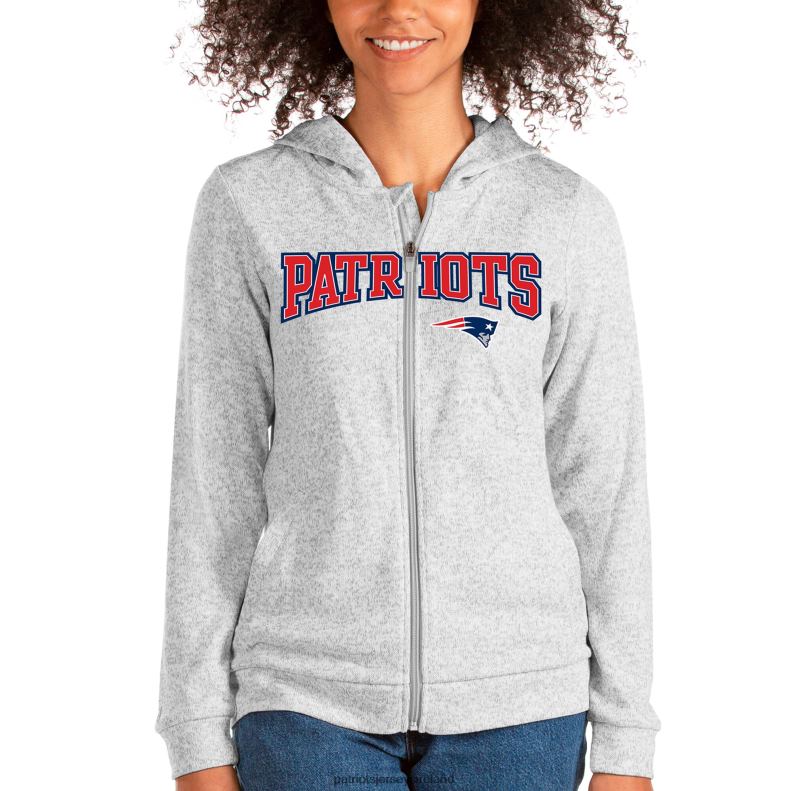 Patriots Jersey Women Antigua Heathered Gray Wordmark Absolute Full-Zip Hoodie 8226D2421 Clothing
