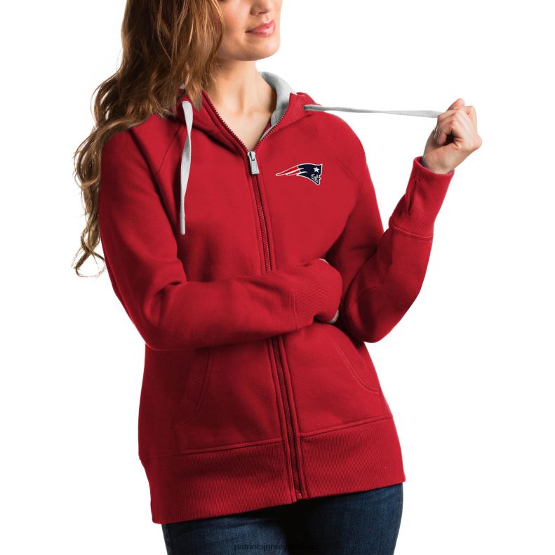 Patriots Jersey Women Antigua Red Victory Full-Zip Hoodie 8226D2424 Clothing