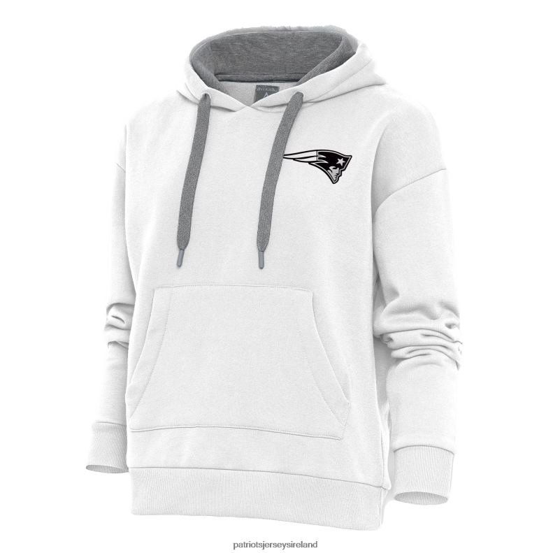 Patriots Jersey Women Antigua White Metallic Logo Victory Pullover Hoodie 8226D2462 Clothing