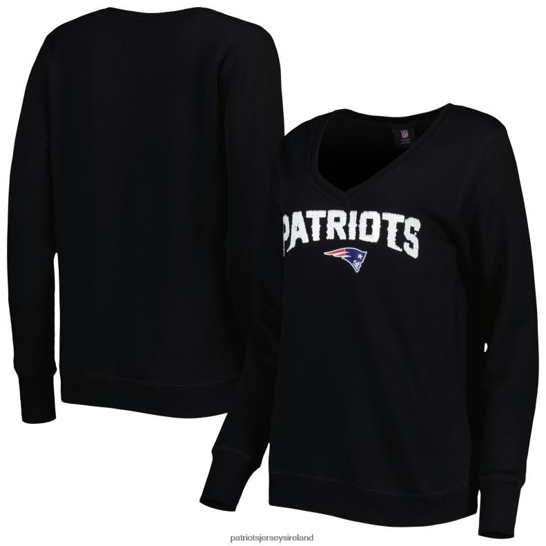 Patriots Jersey Women Cuce Black Sequin Logo V-Neck Pullover Sweatshirt 8226D2390 Clothing