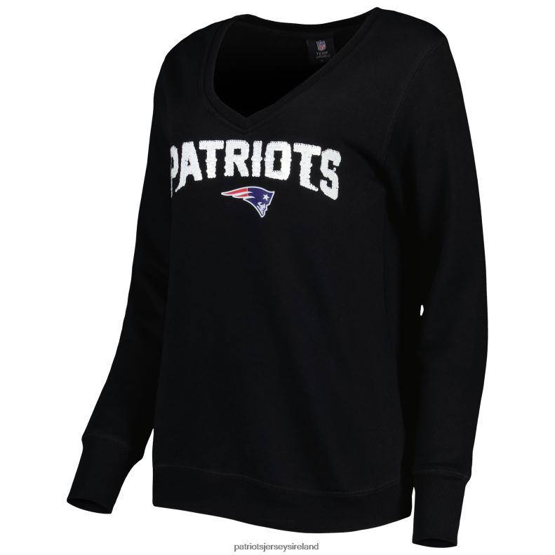 Patriots Jersey Women Cuce Black Sequin Logo V-Neck Pullover Sweatshirt 8226D2390 Clothing