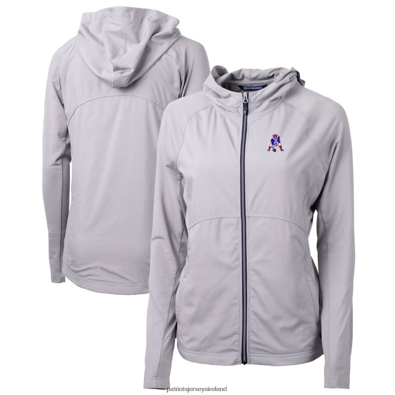 Patriots Jersey Women Cutter & Buck Gray Throwback Logo Adapt Eco Knit Hybrid Recycled Full-Zip Hoodie 8226D1094 Clothing