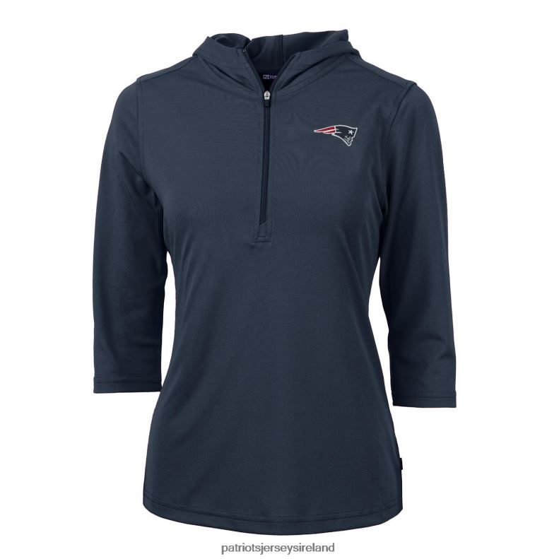Patriots Jersey Women Cutter & Buck Navy Virtue Eco Pique Half-Zip 3/4 Sleeve Pullover Hoodie 8226D1103 Clothing