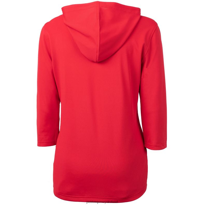 Patriots Jersey Women Cutter & Buck Red Virtue Eco Pique 3/4 Sleeve Half-Zip Pullover Hoodie 8226D1079 Clothing
