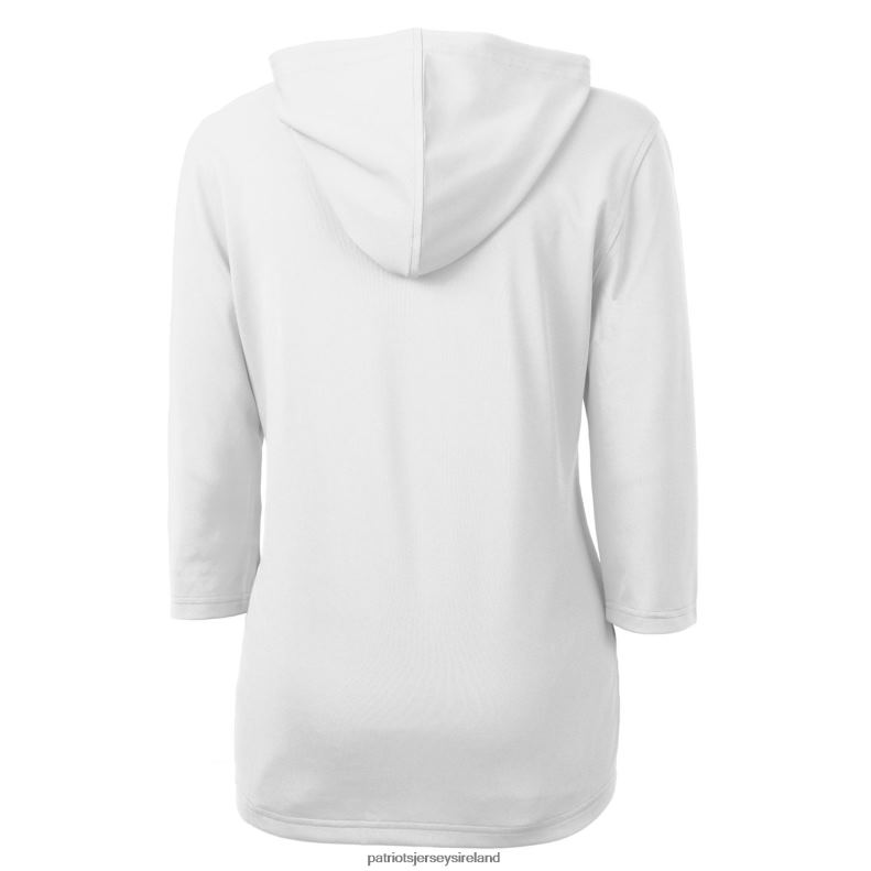 Patriots Jersey Women Cutter & Buck White Throwback Logo Virtue Eco Pique 3/4 Sleeve Half-Zip Pullover Hoodie 8226D1082 Clothing