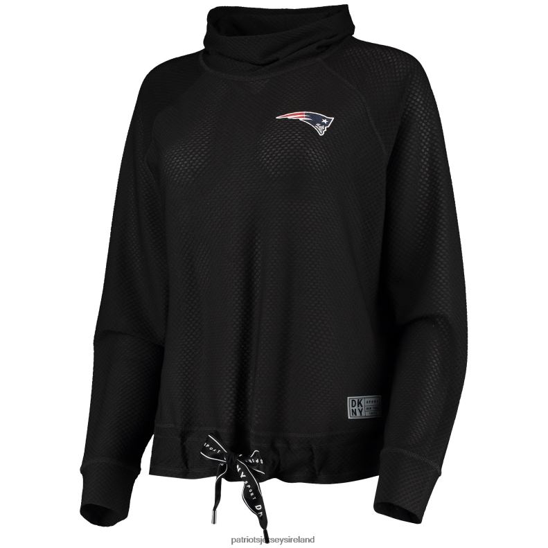Patriots Jersey Women DKNY Sport Black Gabby Cowl Neck Raglan Mesh Sweatshirt 8226D2409 Clothing
