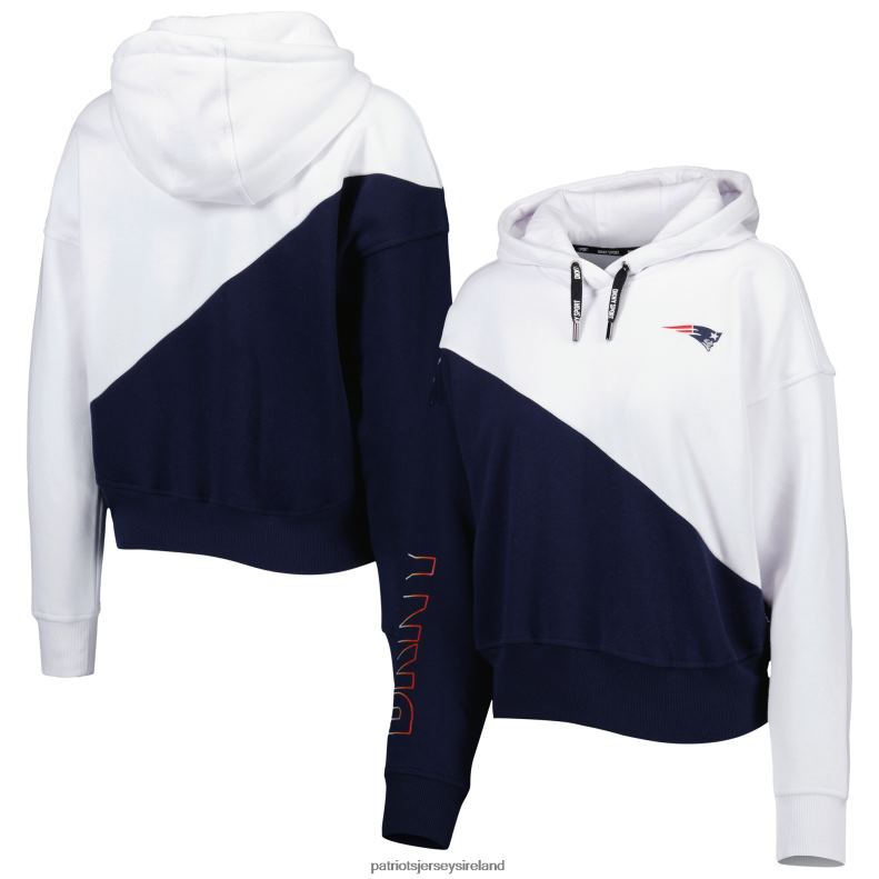 Patriots Jersey Women DKNY Sport White/Navy Bobbi Color Blocked Pullover Hoodie 8226D2343 Clothing