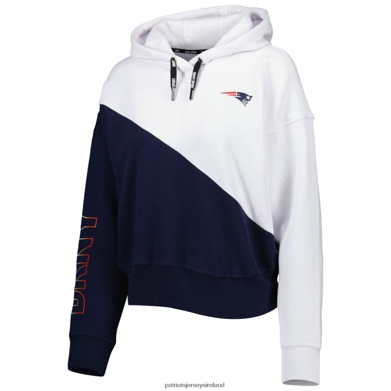 Patriots Jersey Women DKNY Sport White/Navy Bobbi Color Blocked Pullover Hoodie 8226D2343 Clothing