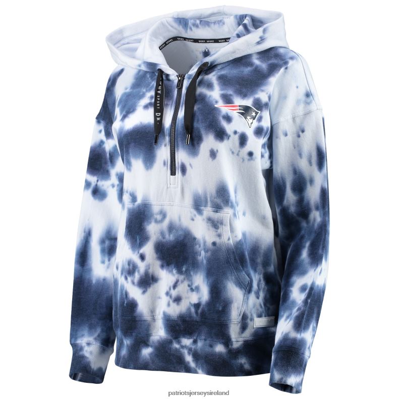 Patriots Jersey Women DKNY Sport White/Navy Dakota Oversized Tie-Dye Half-Zip Hoodie 8226D950 Clothing