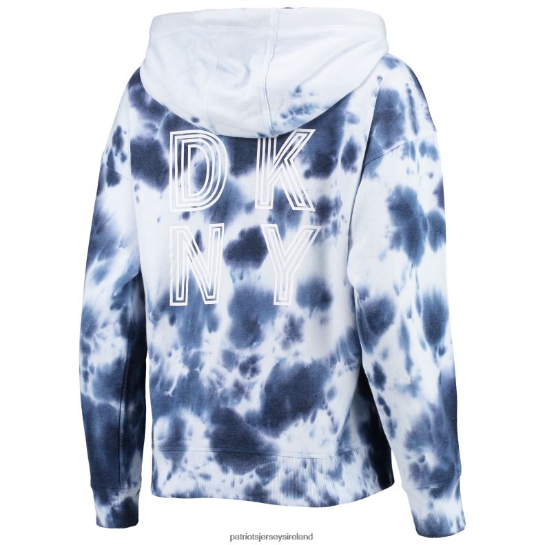 Patriots Jersey Women DKNY Sport White/Navy Dakota Oversized Tie-Dye Half-Zip Hoodie 8226D950 Clothing
