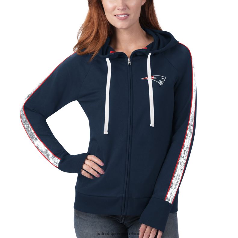 Patriots Jersey Women G-III 4Her by Carl Banks Navy Game Changer Raglan Full-Zip Hoodie 8226D2388 Clothing